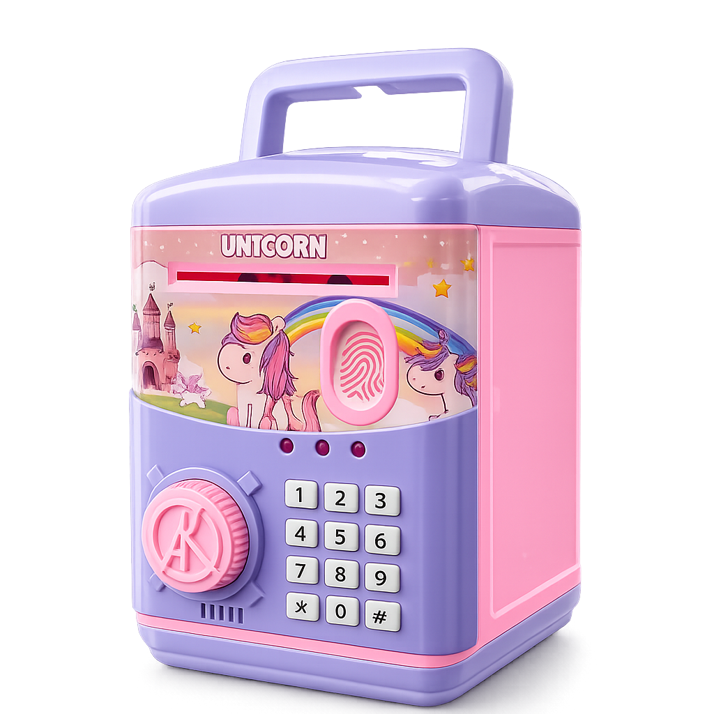Kids Electronic Money Bank with Fingerprint & PIN Lock – Smart Saving Toy for Boys & Girls (3+ Years)