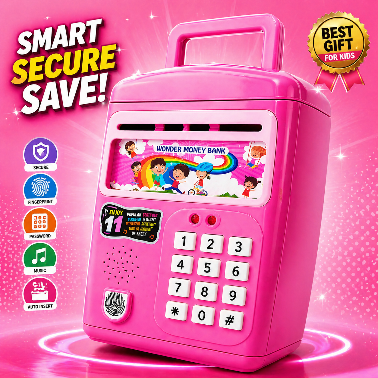 Nextgen Toys Kids Electronic Money Bank with Fingerprint Lock & PIN Security