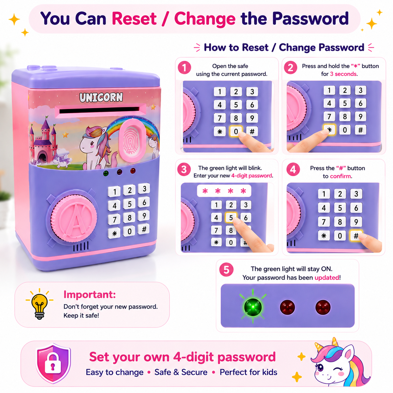 Kids Electronic Money Bank with Fingerprint & PIN Lock – Smart Saving Toy for Boys & Girls (3+ Years)