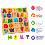 Features of the wooden alphabet puzzle board for kids
