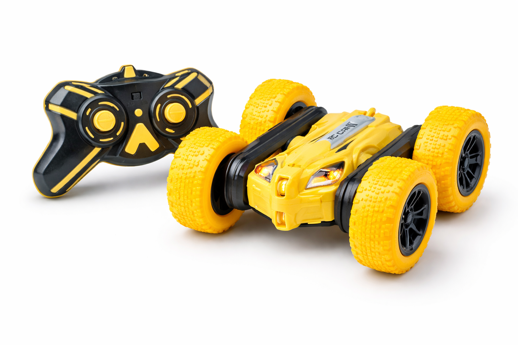 360° Double Flip RC Stunt Car with LED Lights & App Control – Rechargeable Toy Car for Kids