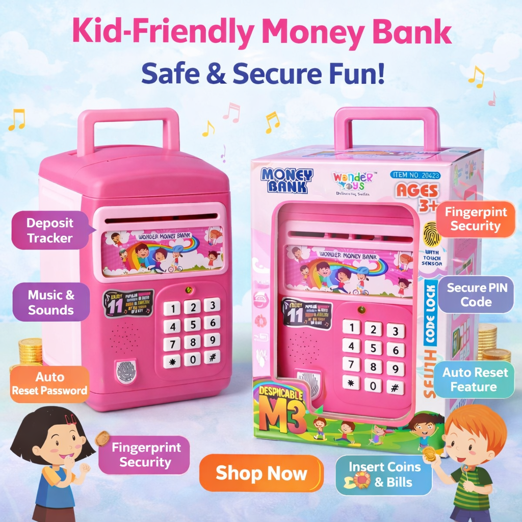 Kids Electronic Money Bank with Fingerprint & PIN Lock – Smart Saving Toy for Boys & Girls (3+ Years)