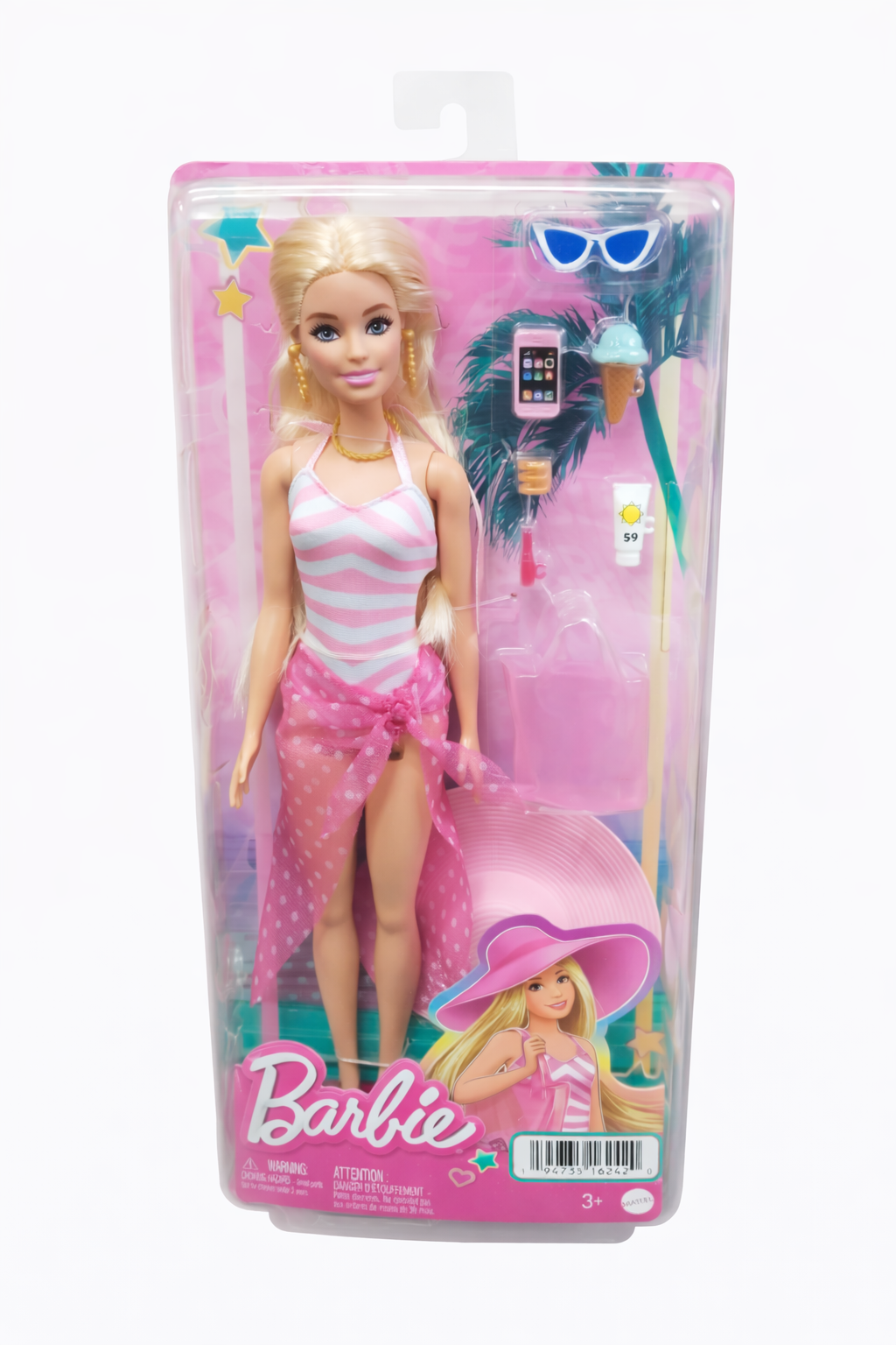 Beach Style Fashion Doll with Accessories – Pink Summer Outfit Doll