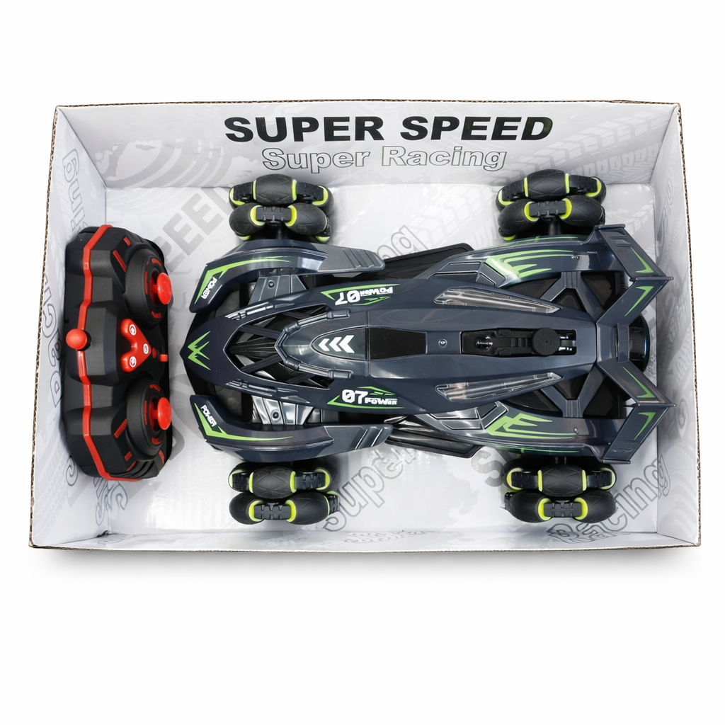 RC Drift Stunt Car 4WD with Spray Mist & LED Lights – 360° Rotation, 2.4GHz Remote Control
