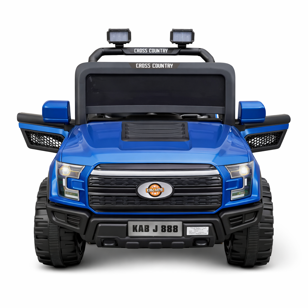 Kids Electric Ride-On Car with Remote Control | 6V Dual Battery | LED Lights | 3–7 Years | Blue Cross Country Jeep