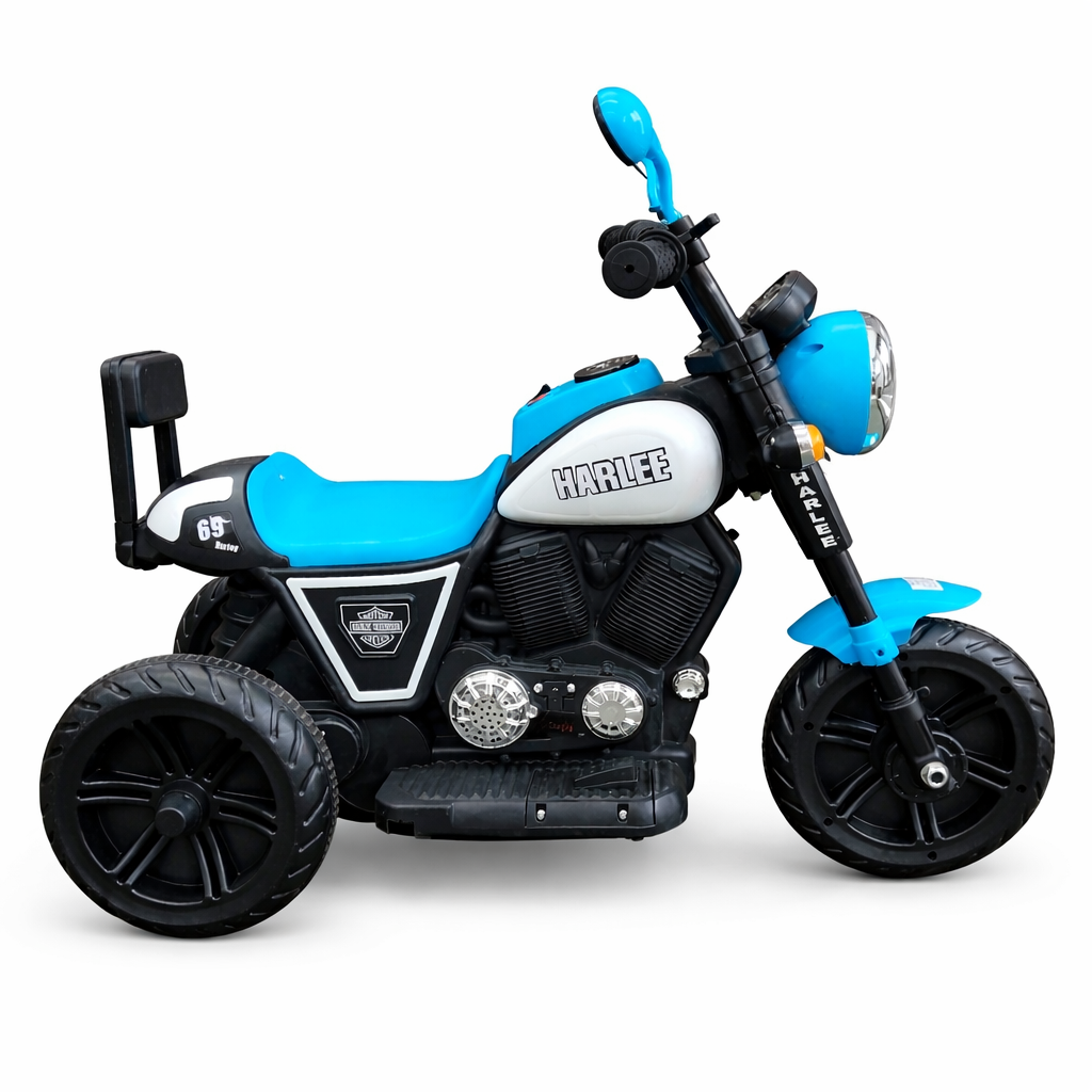 Kids Battery Operated Ride On Bike – Blue | Music, LED Lights & Big Wheels