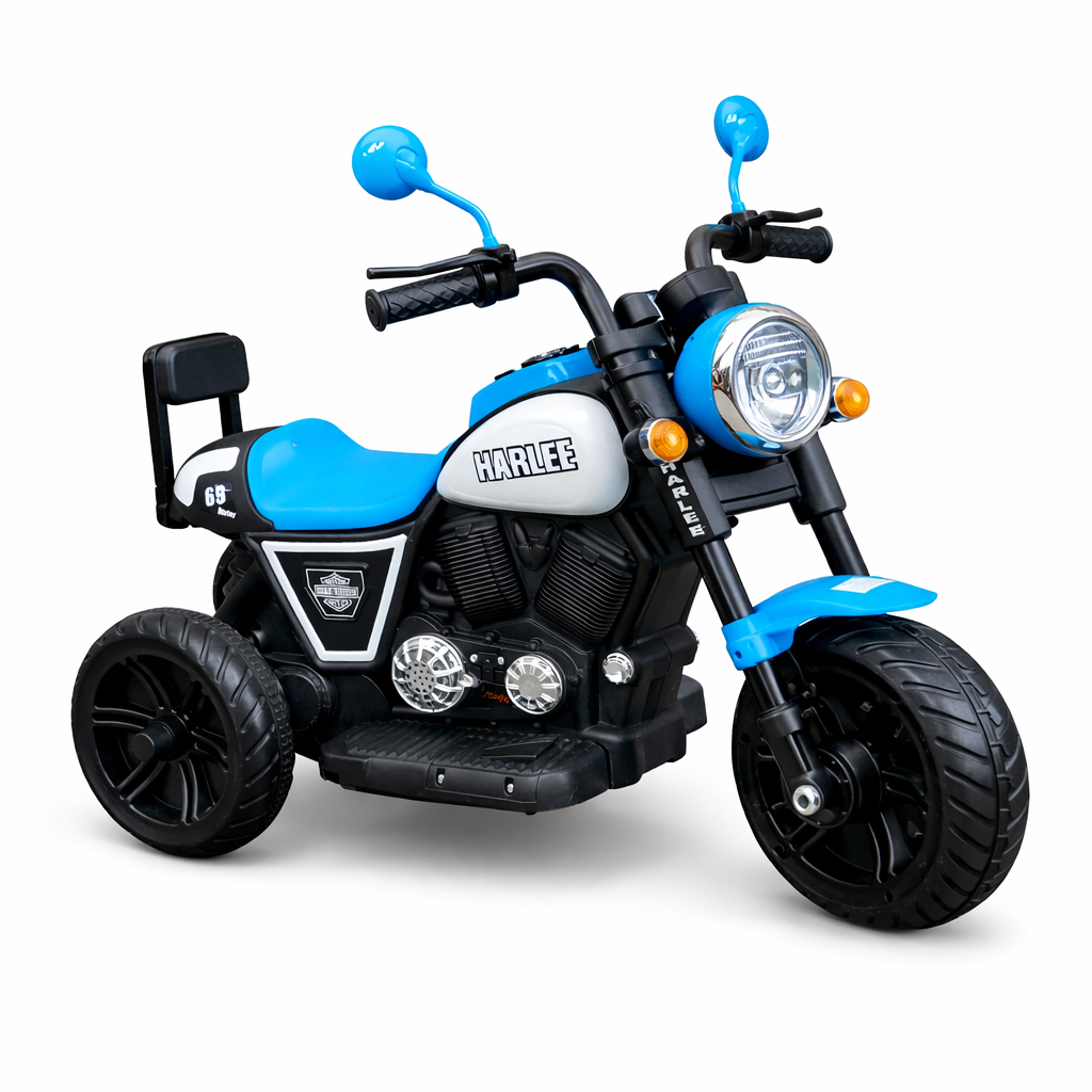 Kids Battery Operated Ride On Bike – Blue | Music, LED Lights & Big Wheels