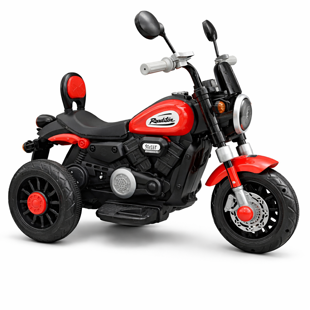 Kids Battery Operated Ride On Bike – Red & Black | Music & LED Lights