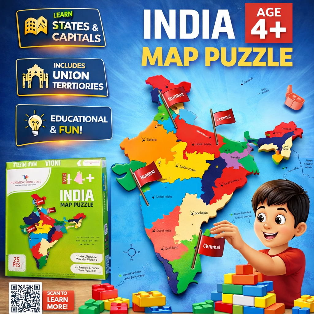 India Map Puzzle with State Capitals | 25 Pcs Educational Puzzle for Kids (Age 4+)