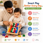Wooden intelligence puzzle board for kids, top view