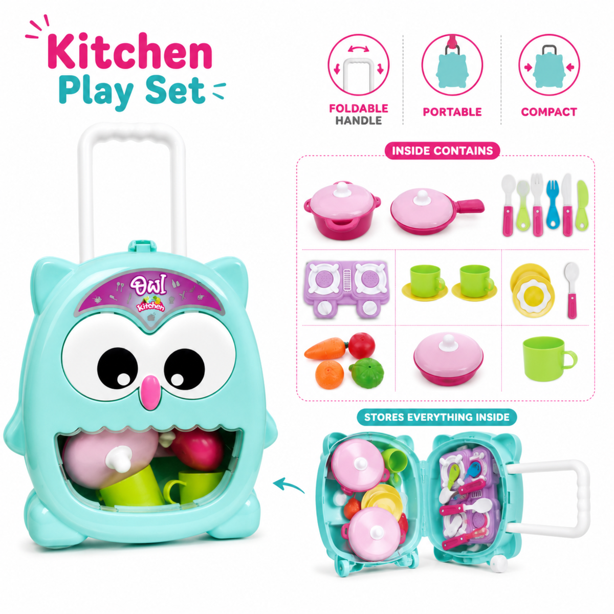 Kids Kitchen Set Toy | Pretend Play Cooking Set with Kitchen Accessories