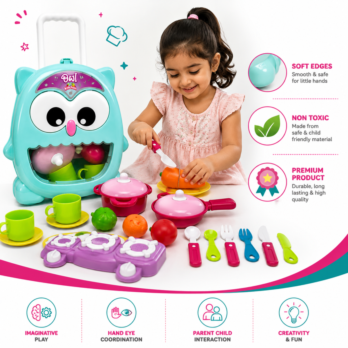 Kids Kitchen Set Toy | Pretend Play Cooking Set with Kitchen Accessories