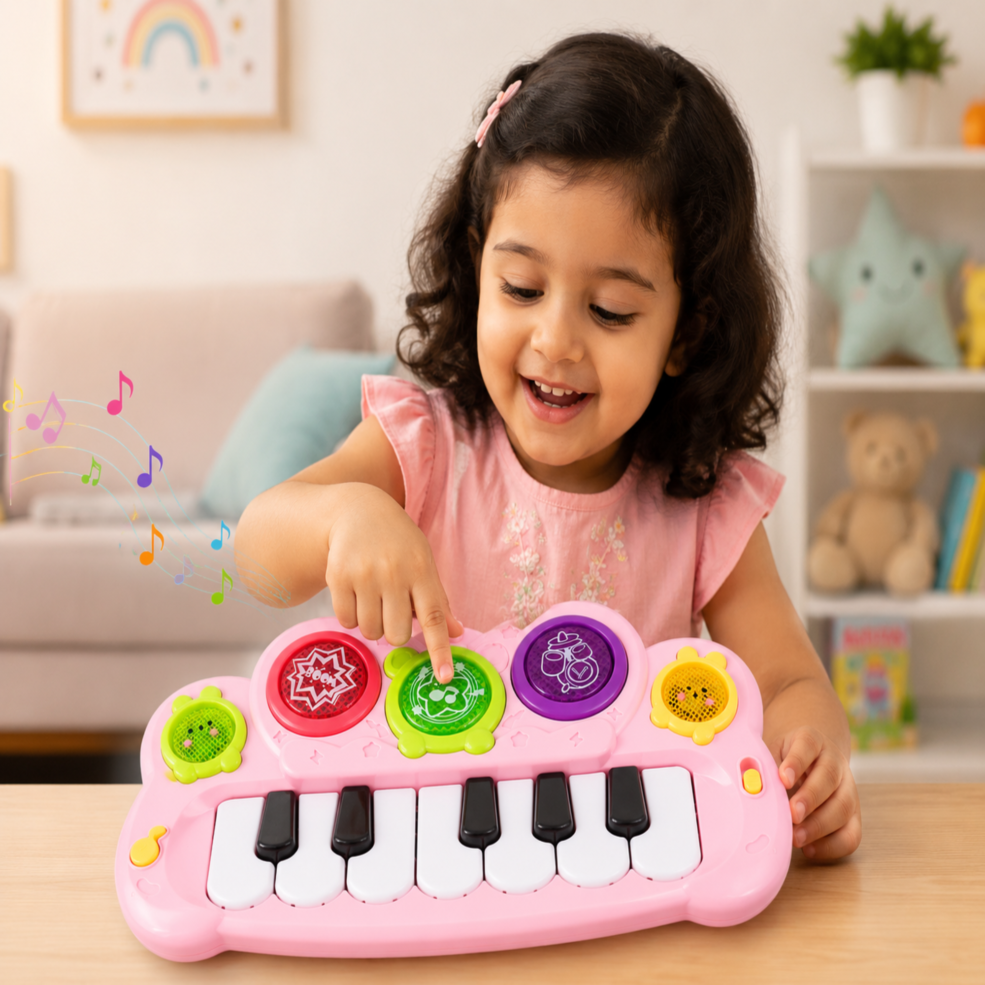 Electronic Cartoon Piano Keyboard Toy for Kids | Musical Learning Piano with Lights & Sound | Battery Operated Educational Music Toy for Boys & Girls | Early Learning Toy | Age 3+ Years