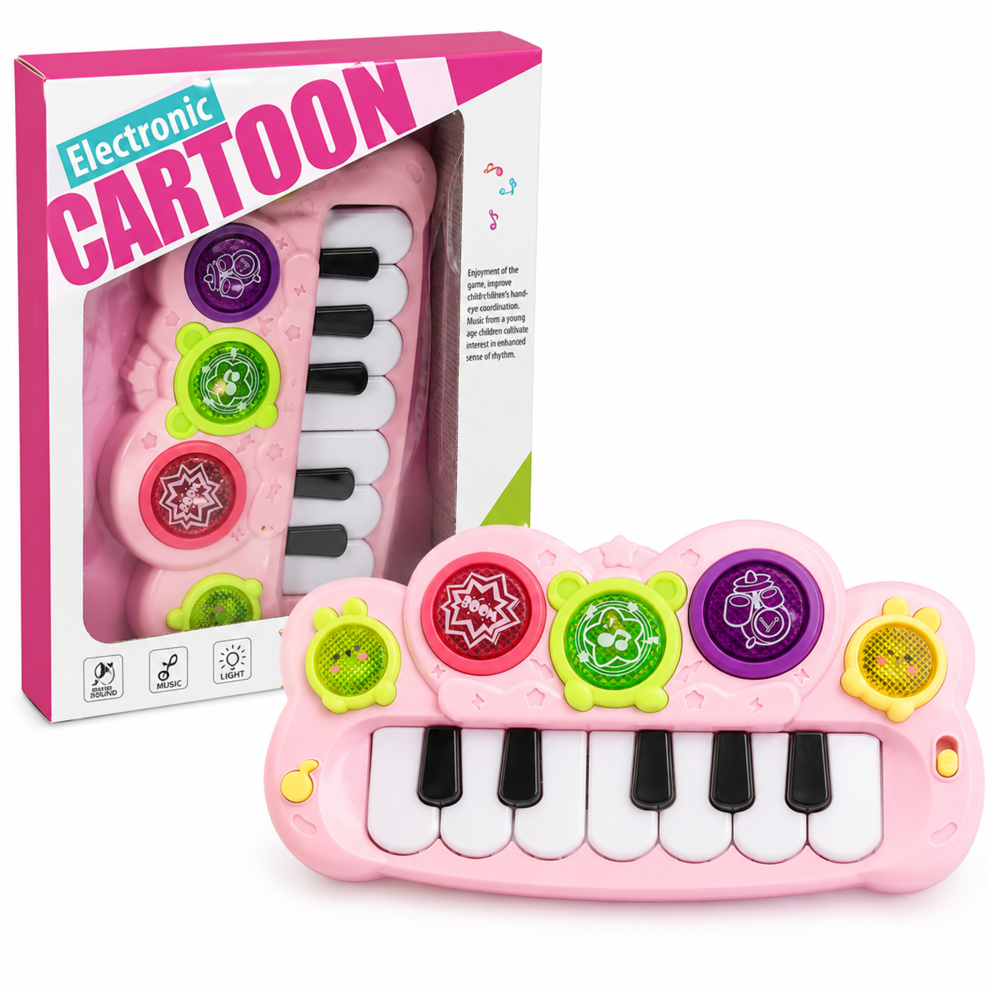 Electronic Cartoon Piano Keyboard Toy for Kids | Musical Learning Piano with Lights & Sound | Battery Operated Educational Music Toy for Boys & Girls | Early Learning Toy | Age 3+ Years