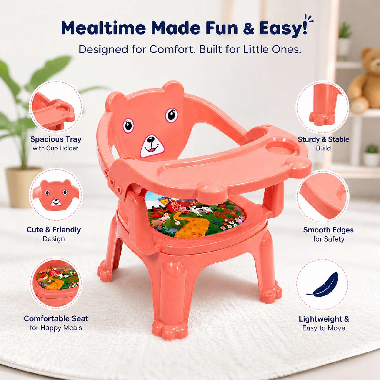 Nextgen Toys Kids Feeding Chair with Tray & Music Function for Babies & Toddlers
