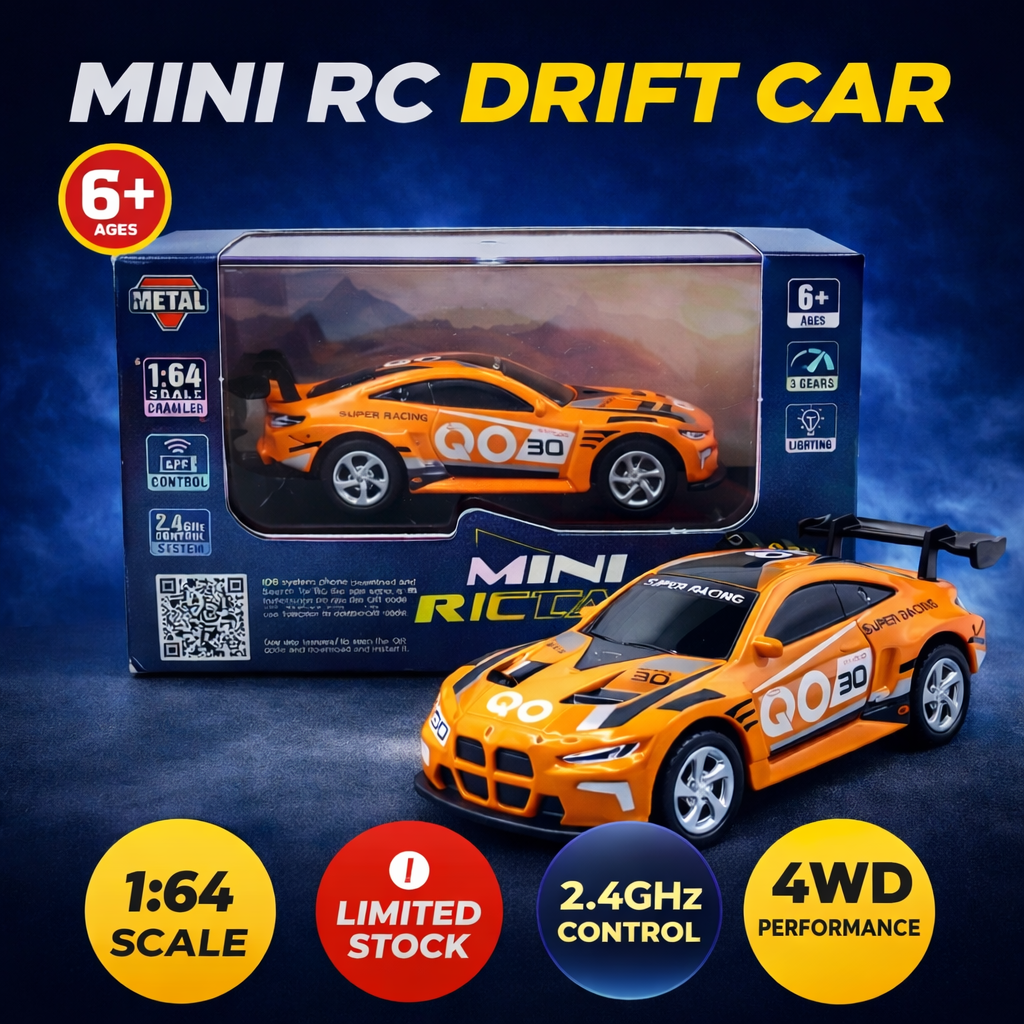 Mini RC Car 1:64 Scale with App Control & Remote – 2.4GHz Racing Car with Lights (Ages 6+)
