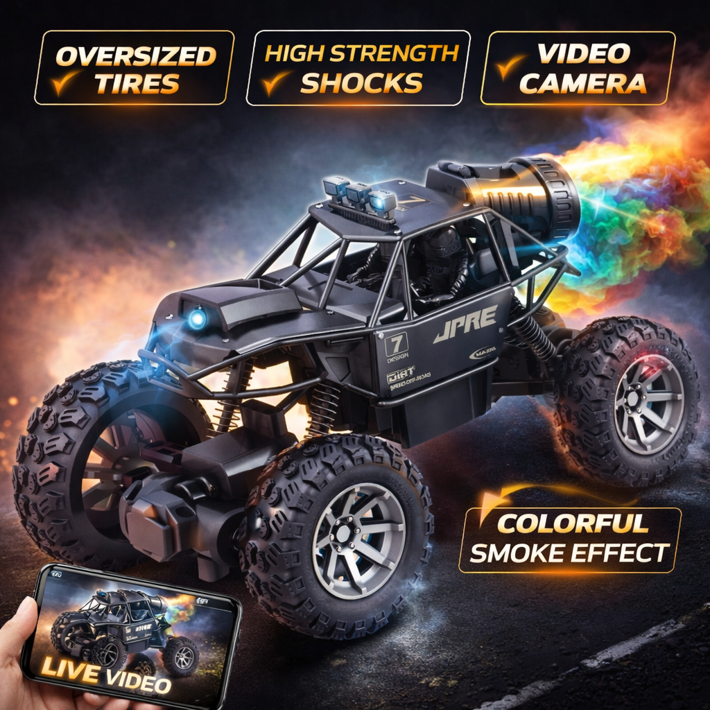 4WD Off-Road RC Monster Truck with Camera & Colourful Smoke Effect