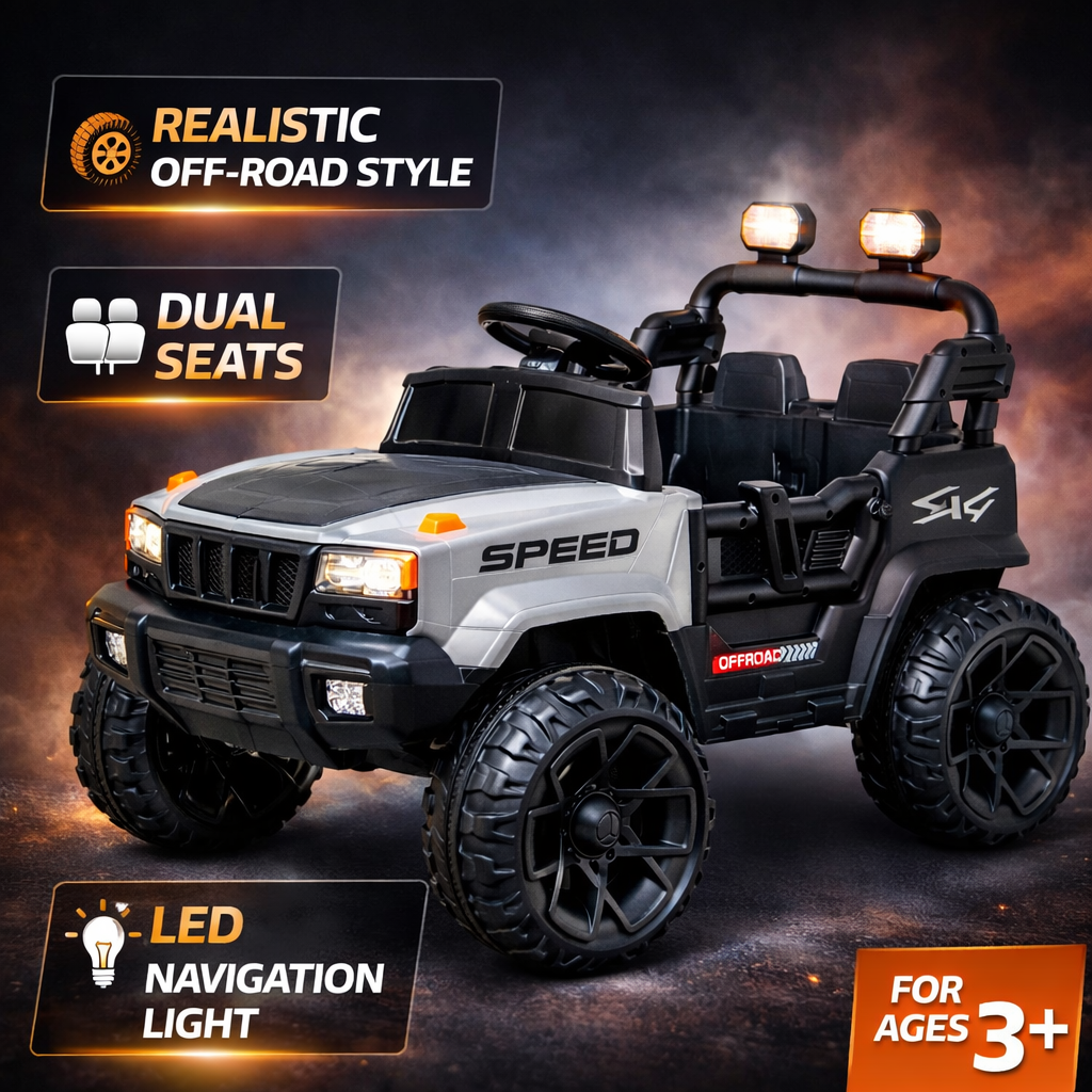 Kids Electric Ride-On Jeep Car with Remote Control | Dual Seat | LED Lights