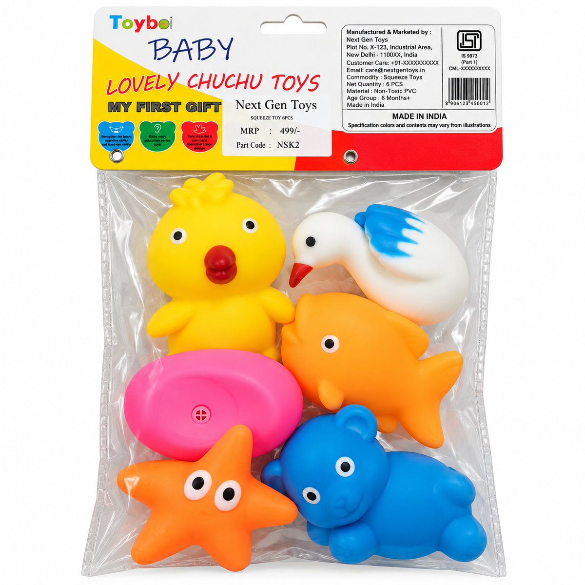 Squeaky Animal Toys for Babies – Pack of 6 – Next Gen Toys