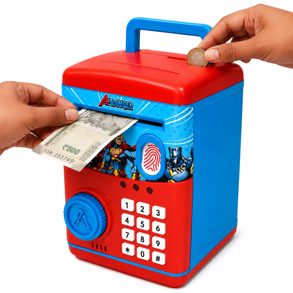 Kids Electronic Money Bank with Fingerprint & PIN Lock – Smart Saving Toy for Boys & Girls (3+ Years)