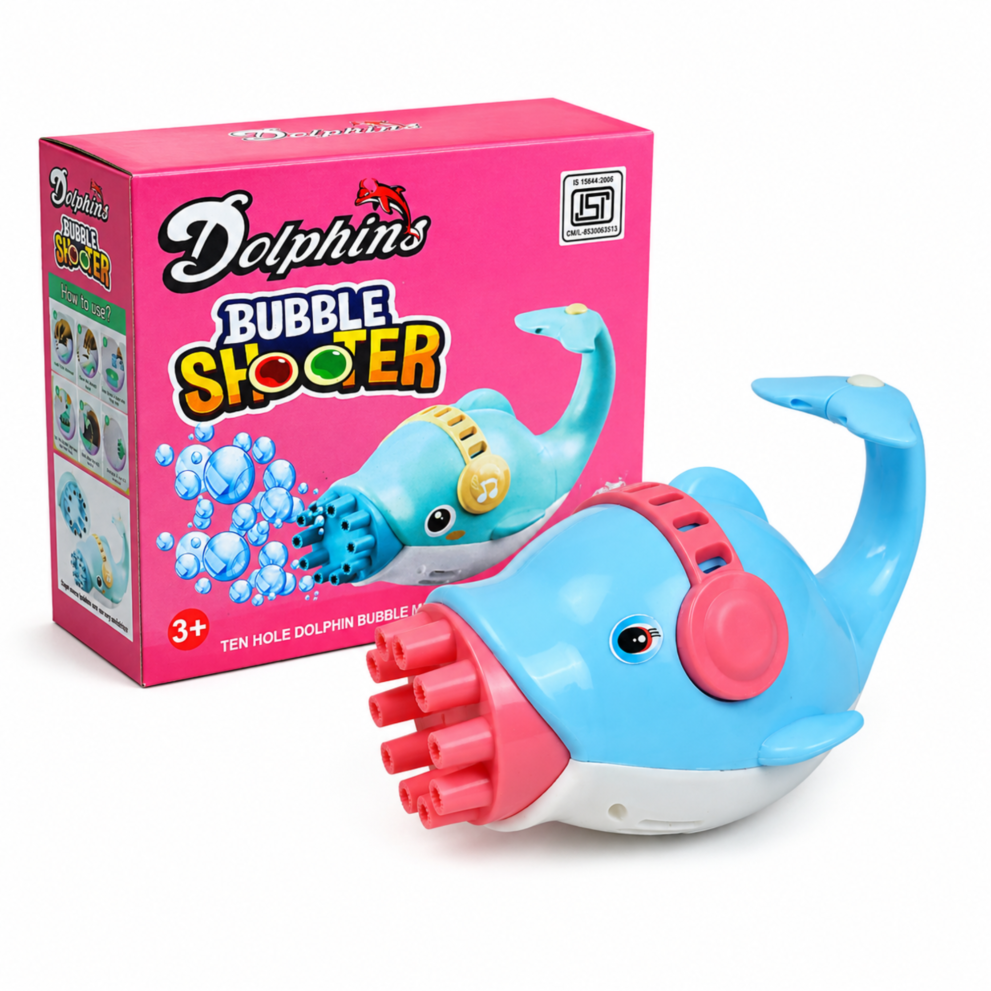 NextGen Toys Automatic Dolphin Bubble Gun for Kids | Electric Bubble Machine with 8-Hole Bubble Blaster | Bubble Maker Toy with Light & Music | Outdoor Bubble Shooter for Boys & Girls | Birthday Gift Toy (Blue)