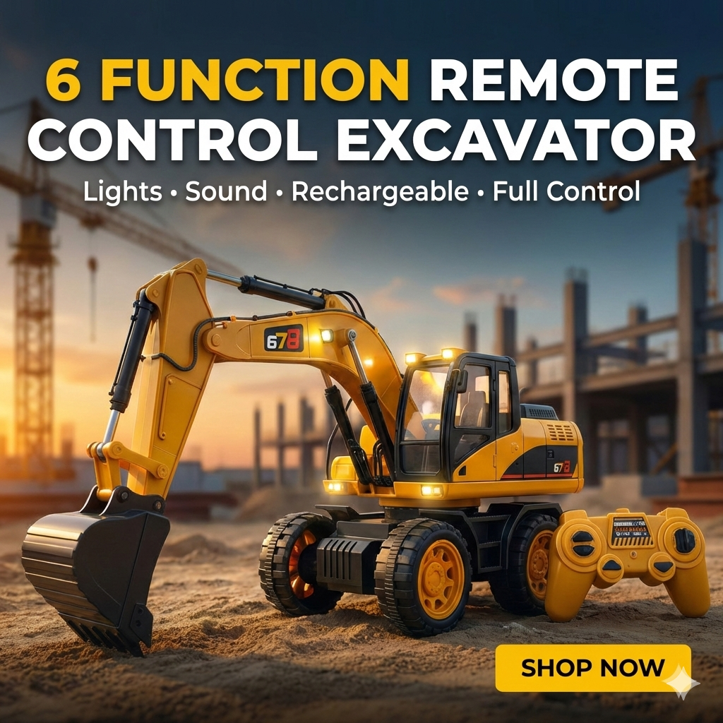 6 Function Remote Control Excavator JCB Digger with Lights & Sound