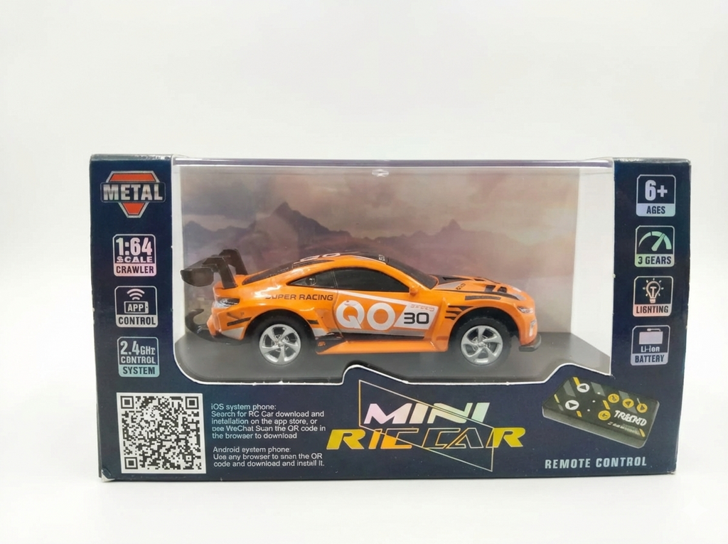 Mini RC Car 1:64 Scale with App Control & Remote – 2.4GHz Racing Car with Lights (Ages 6+)