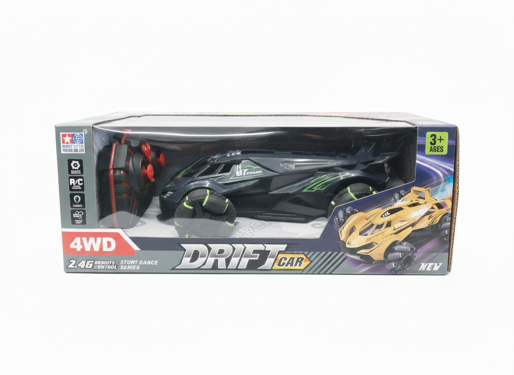 RC Drift Stunt Car 4WD with Spray Mist & LED Lights – 360° Rotation, 2.4GHz Remote Control