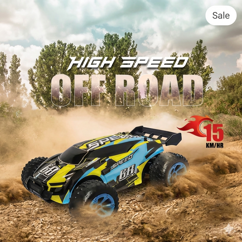 RC Dune Drifter High-Speed Off-Road Car – 2.4GHz Full Function, LED Lights, Tough Suspension