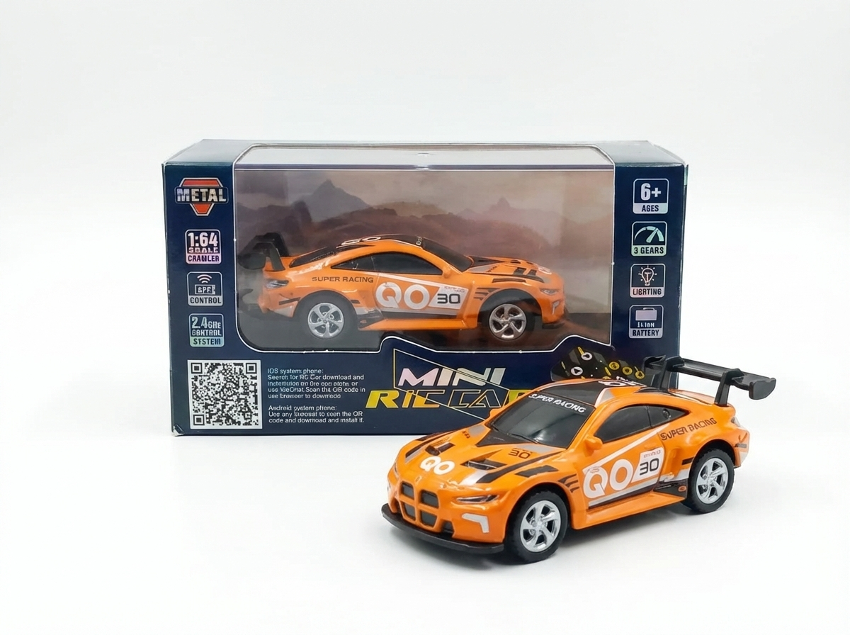 Mini RC Car 1:64 Scale with App Control & Remote – 2.4GHz Racing Car with Lights (Ages 6+)