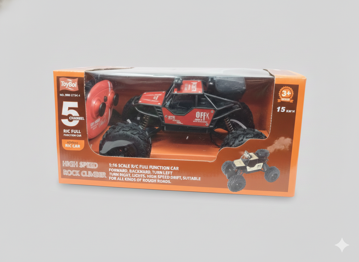 RC High Speed Rock Climber Car 1:16 Scale – 5 Channel Remote Control Off-Road Vehicle