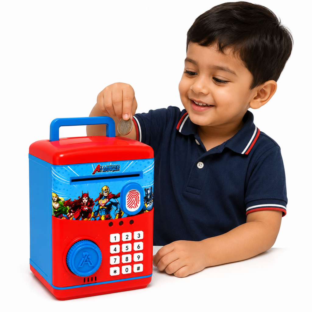 Kids Electronic Money Bank with Fingerprint & PIN Lock – Smart Saving Toy for Boys & Girls (3+ Years)