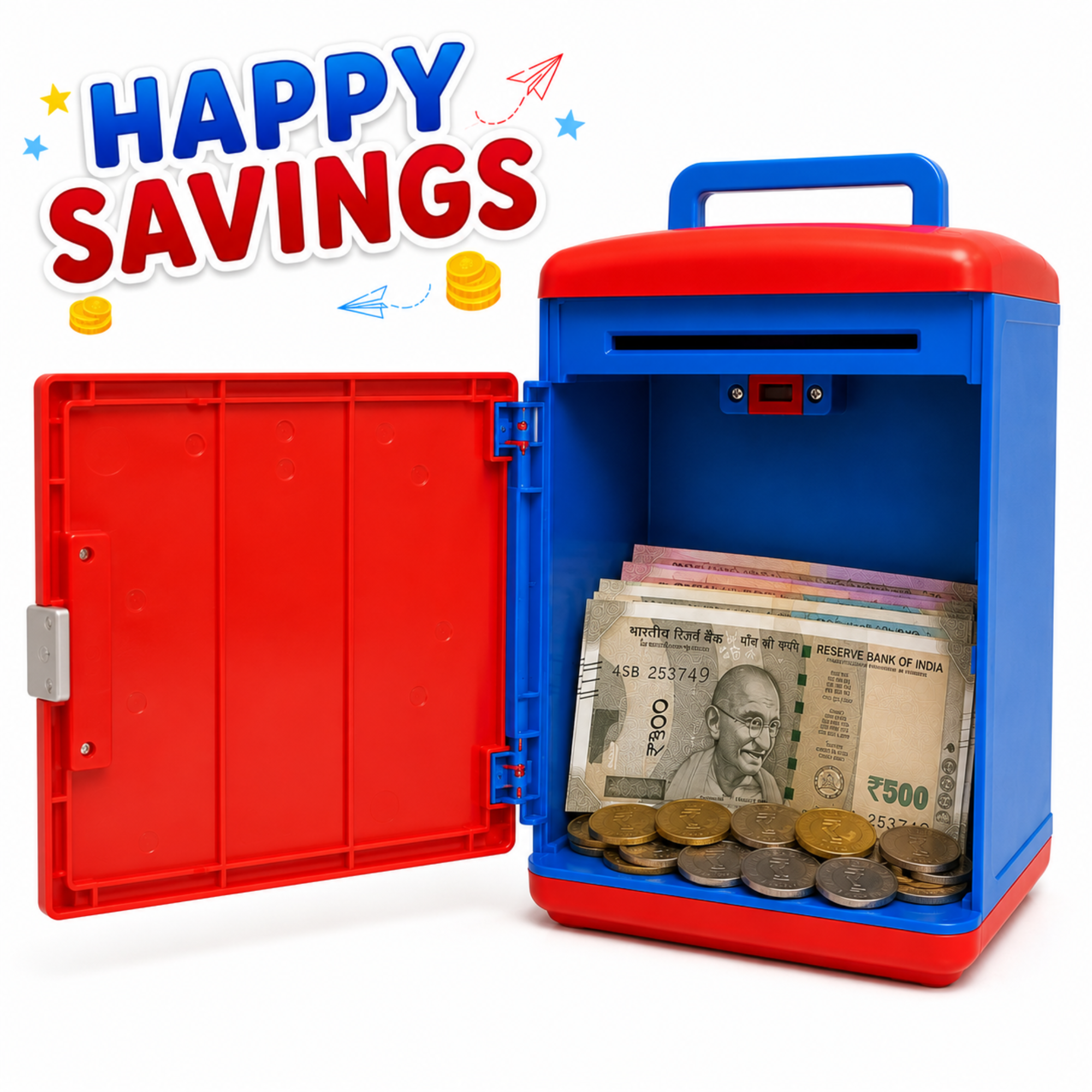 Kids Electronic Money Bank with Fingerprint & PIN Lock – Smart Saving Toy for Boys & Girls (3+ Years)