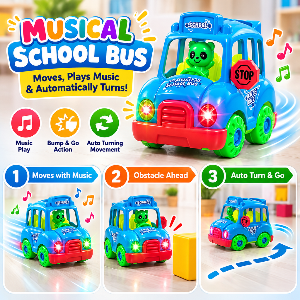 Musical School Bus with Bump & Go, Lights & Music – view 3