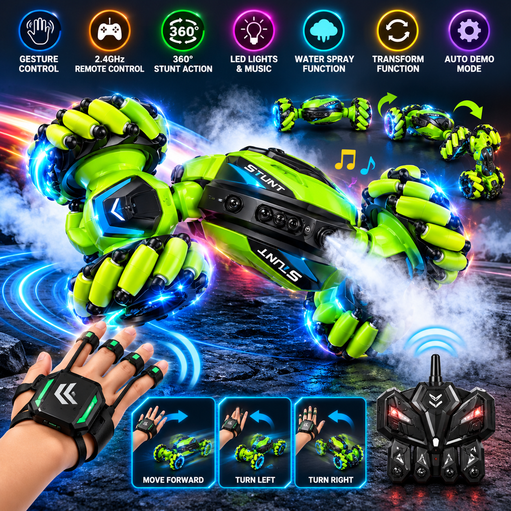 Gesture Control RC Stunt Car with Water Spray & LED Lights – view 5