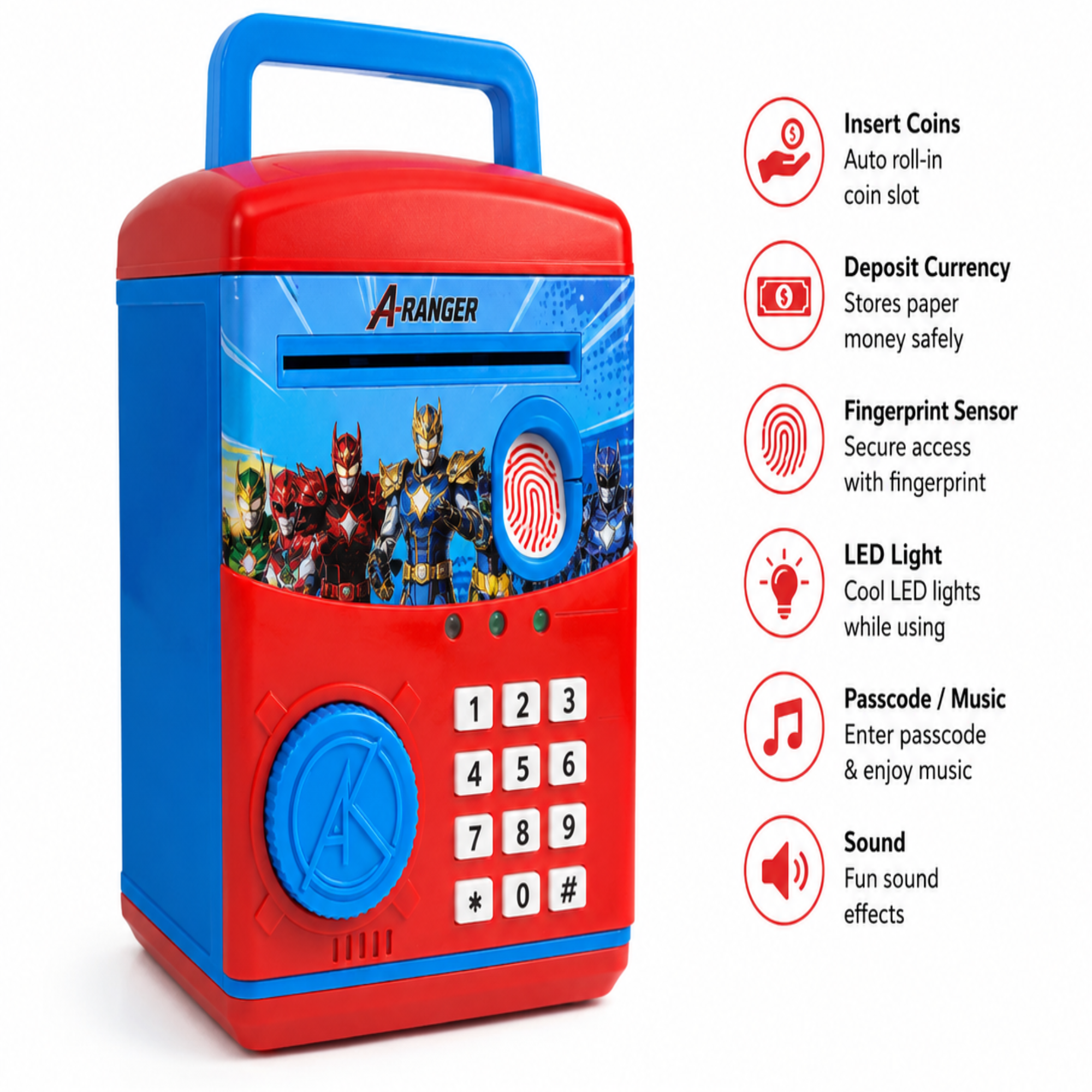 Kids Electronic Money Bank with Fingerprint & PIN Lock – Smart Saving Toy for Boys & Girls (3+ Years)