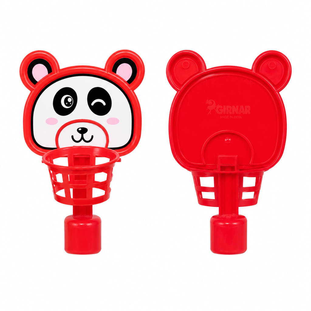 Child playing with the panda ball drop tower