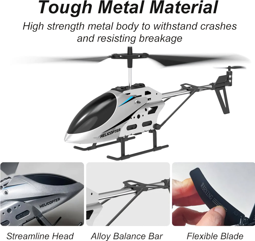 Skyhawk Remote Control Helicopter – 3.5 Channel RC Helicopter with LED Lights (2.4GHz, Alloy Body)