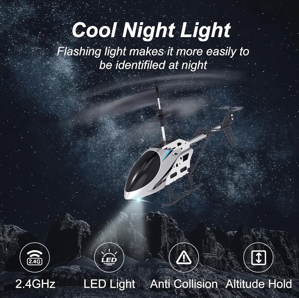 Skyhawk Remote Control Helicopter – 3.5 Channel RC Helicopter with LED Lights (2.4GHz, Alloy Body)