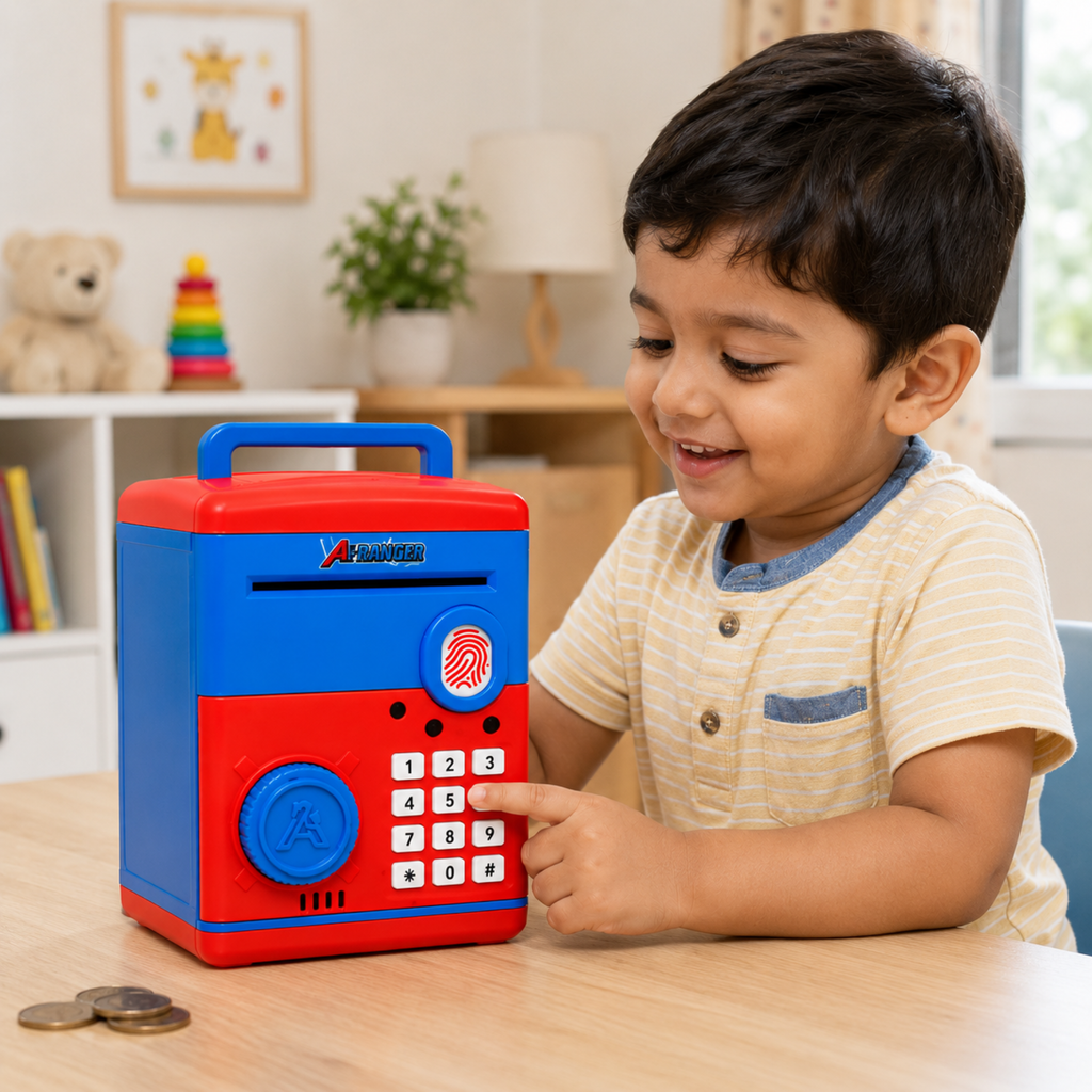 Kids Electronic Money Bank with Fingerprint & PIN Lock – Smart Saving Toy for Boys & Girls (3+ Years)