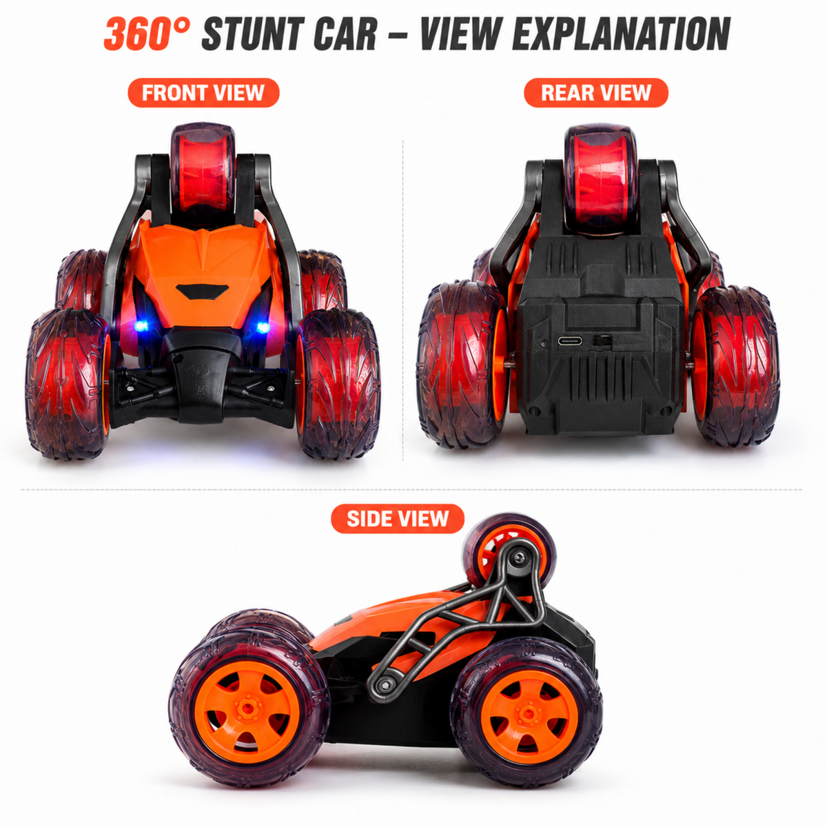 5-Wheel 360° RC Stunt Car with LED Lights – view 6