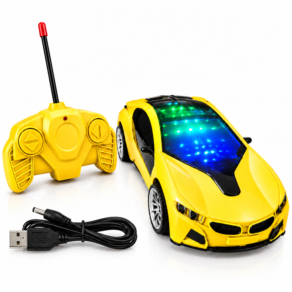3D RC Sports Car with LED Lights – Ages 4+ – Next Gen Toys