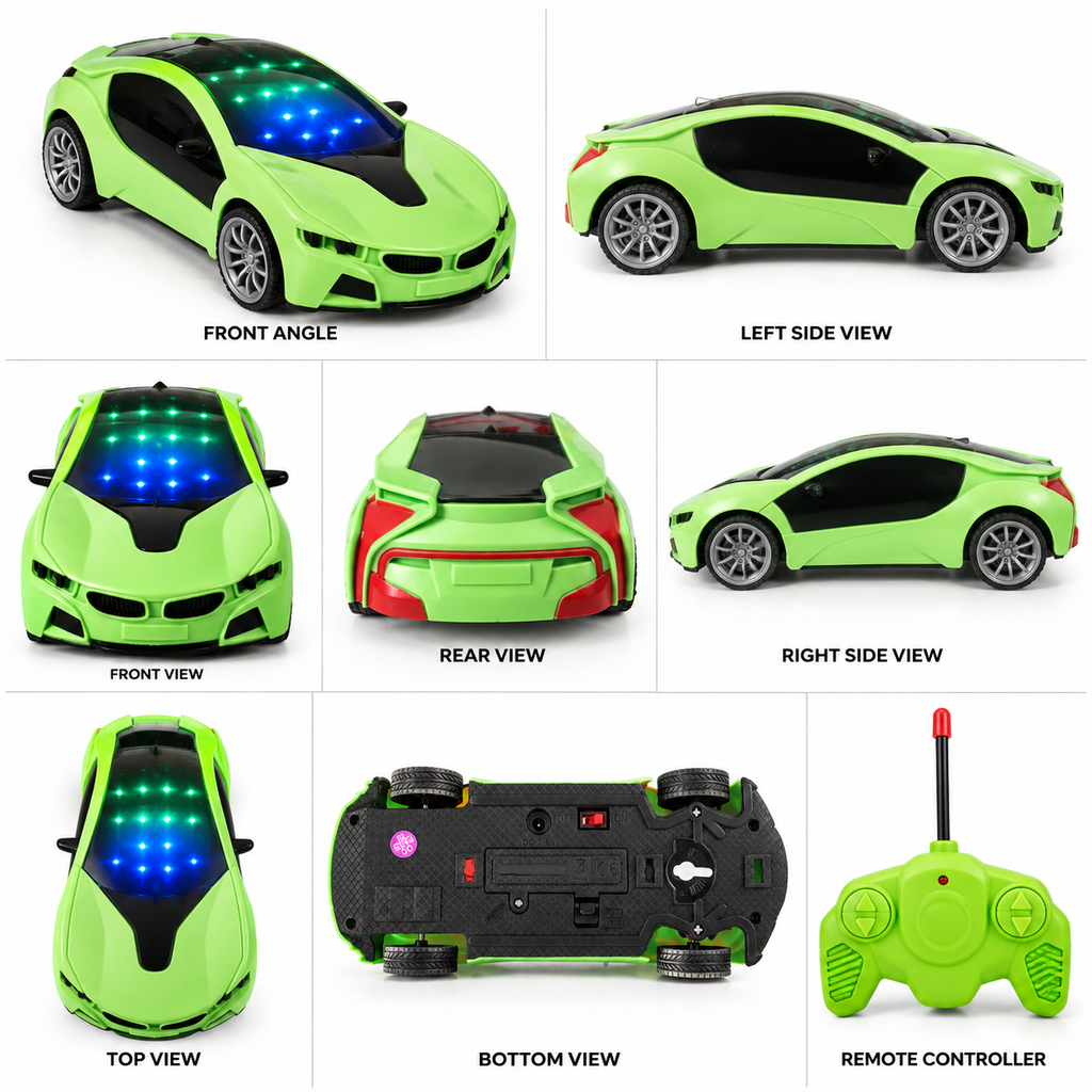 3D RC Sports Car with LED Lights – Ages 4+ – view 5