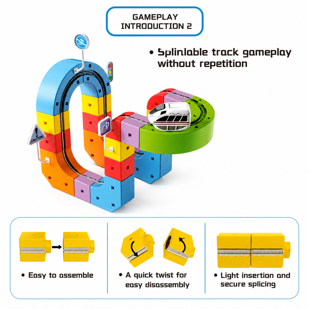 DIY Electric Train Track Set with Building Blocks – view 2