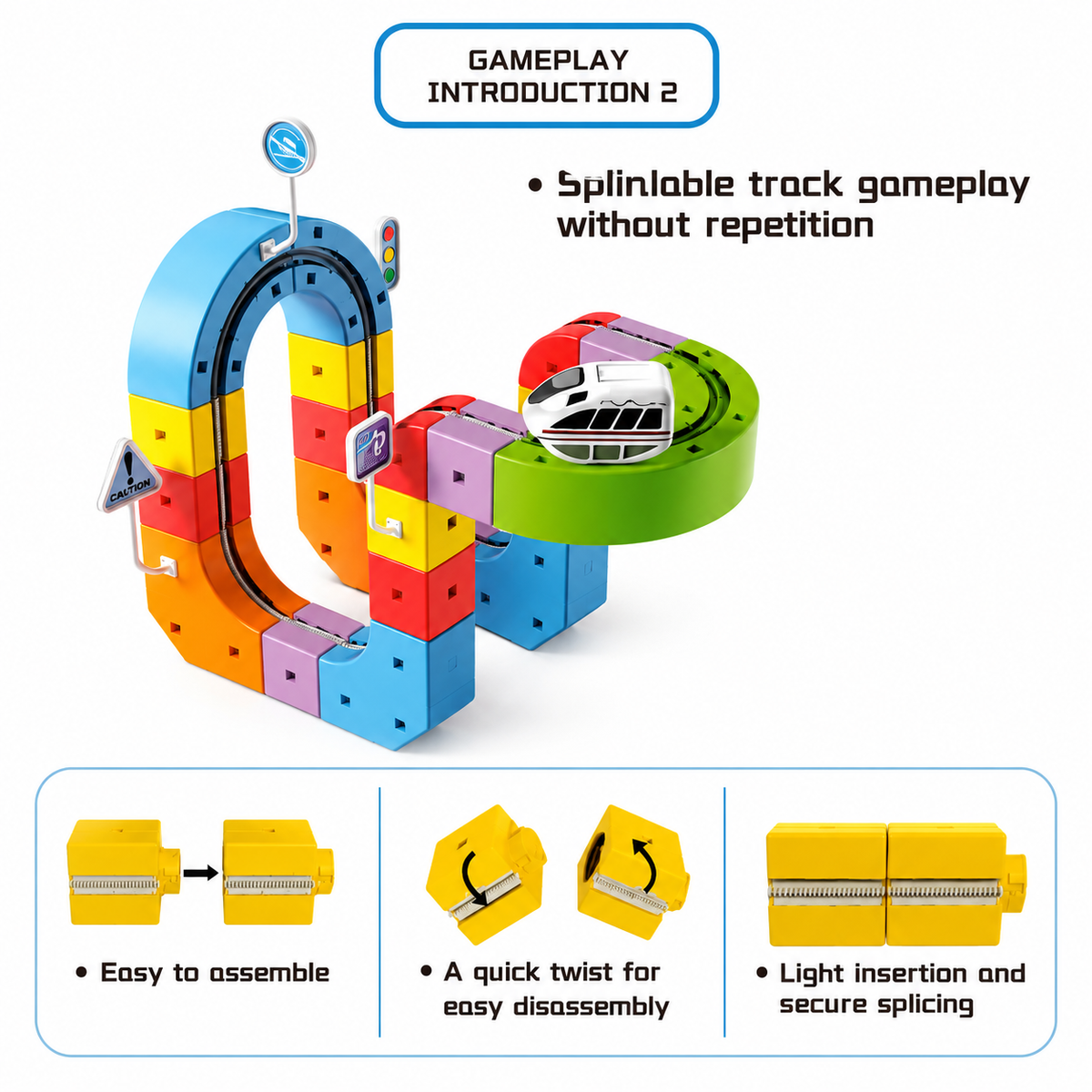 DIY Electric Train Track Set with Building Blocks – view 2