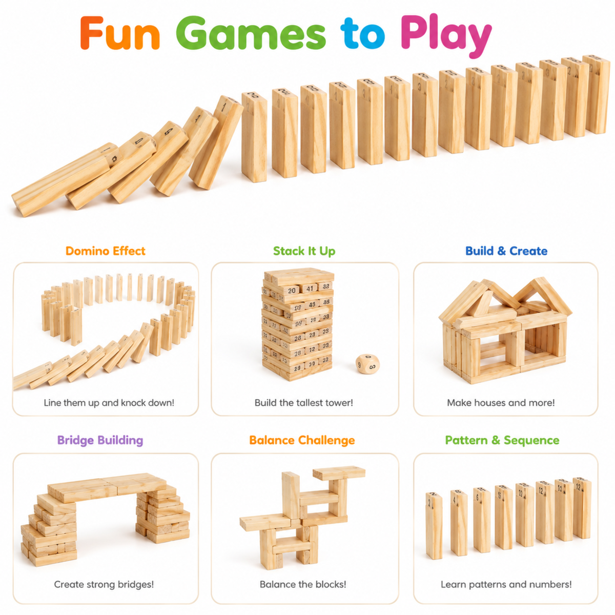 Wooden Stacking Tower Blocks Game with Dice – view 3