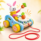 Wooden Rabbit Pull-Along Toy with Moving Carrots – view 4