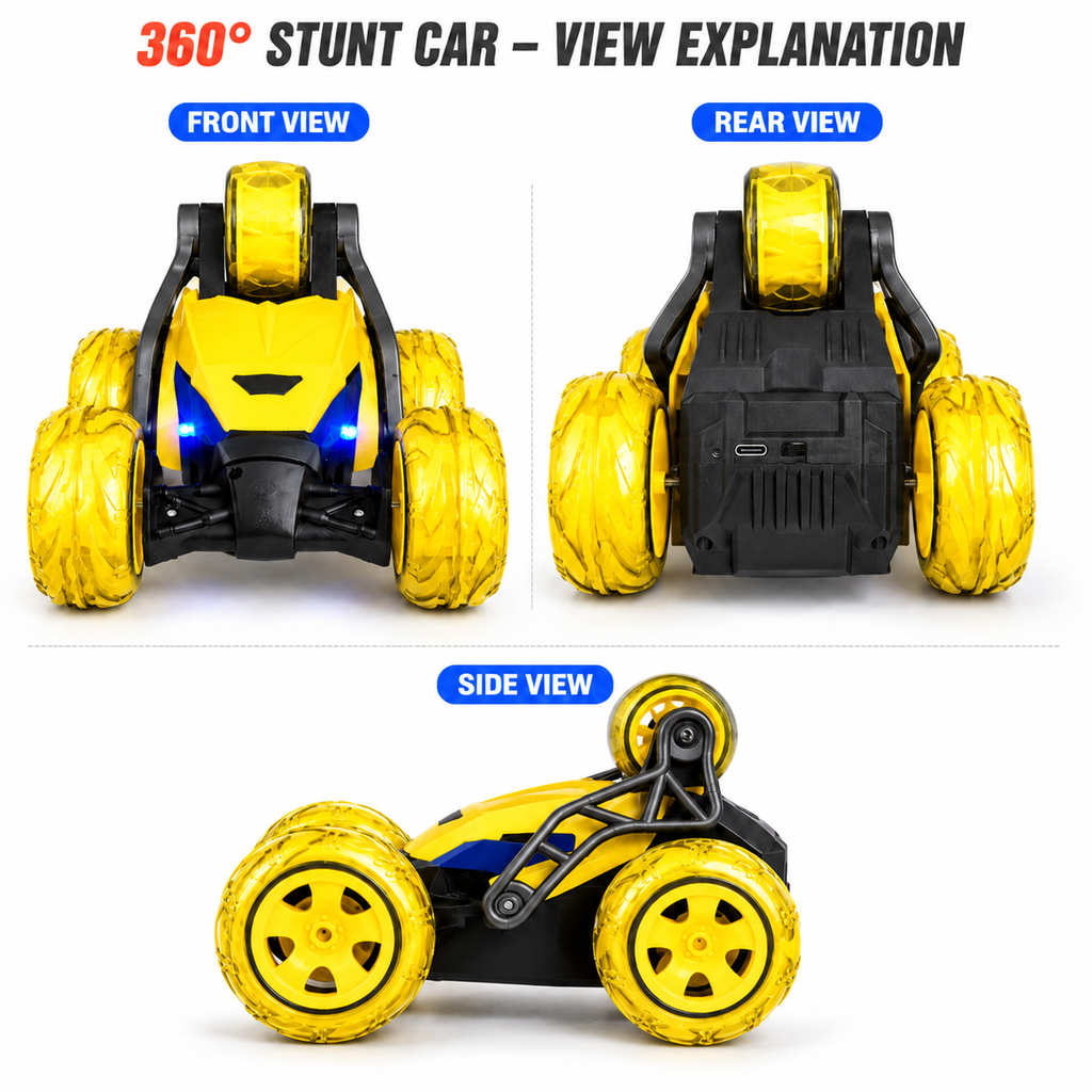 5-Wheel 360° RC Stunt Car with LED Lights – view 8