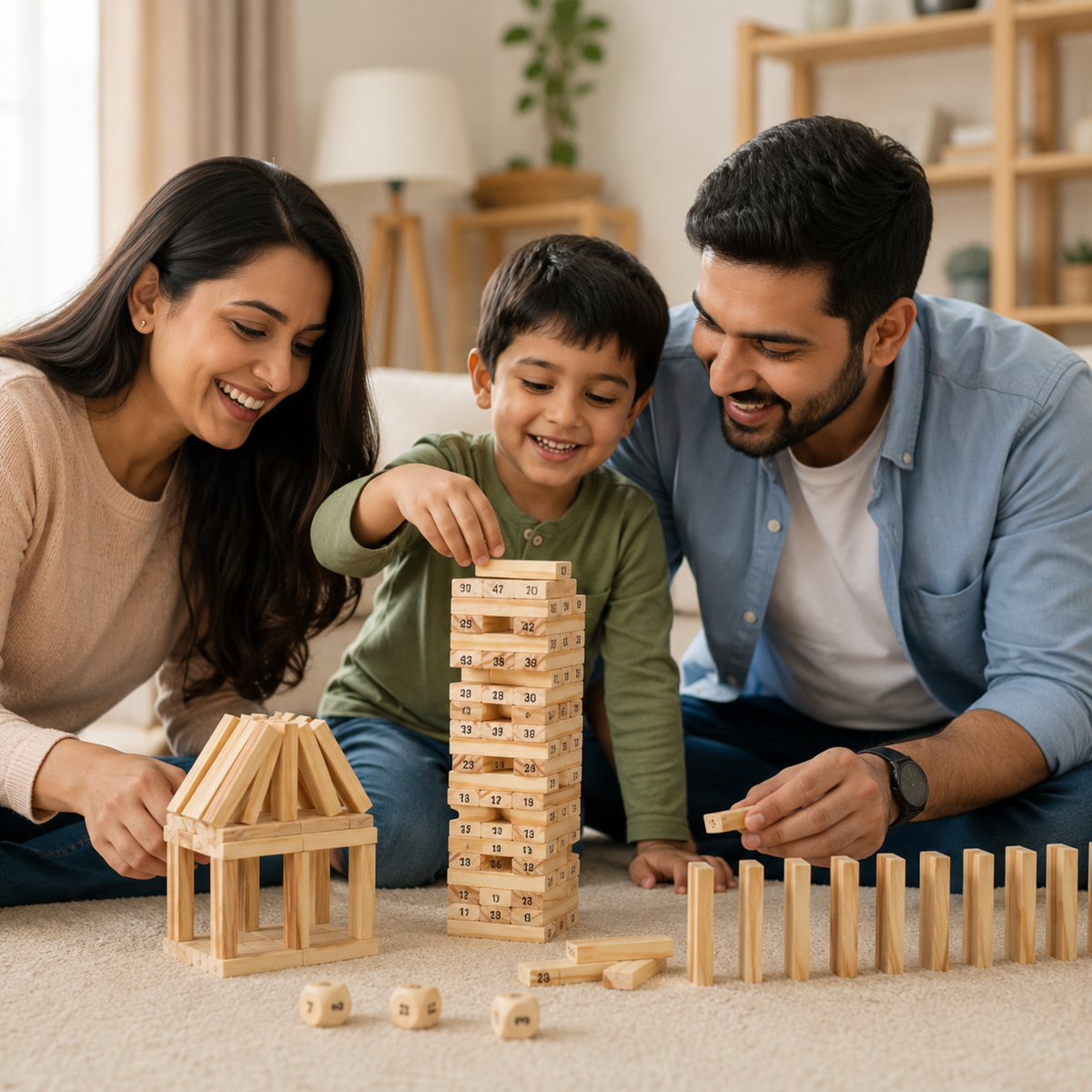 Wooden Stacking Tower Blocks Game with Dice – view 2