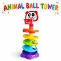Panda ball drop tower toy with colourful spiral tracks